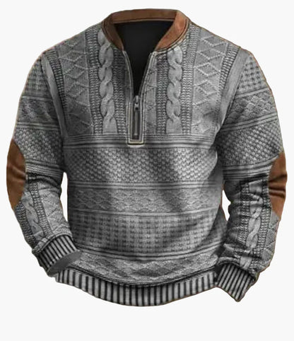 Herr Halvzip Tröja – Varm Stickad Sweatshirt för Höst/Vinter – Modern och Bekväm