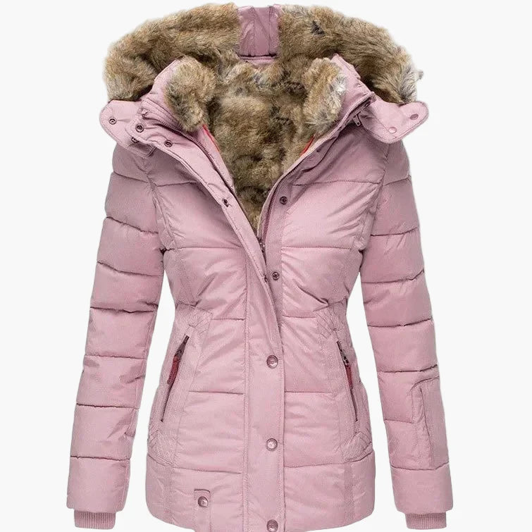 Dam Parkasjacka Med Fuskpäls Och Slim Fit För Vinterbruk