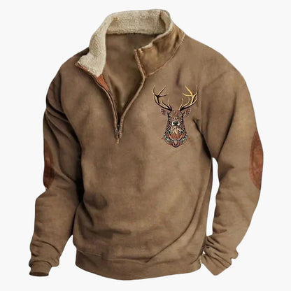 Herrar Western Stil Fleece Halvzip Tröja – Varm och Bekväm för Uteliv