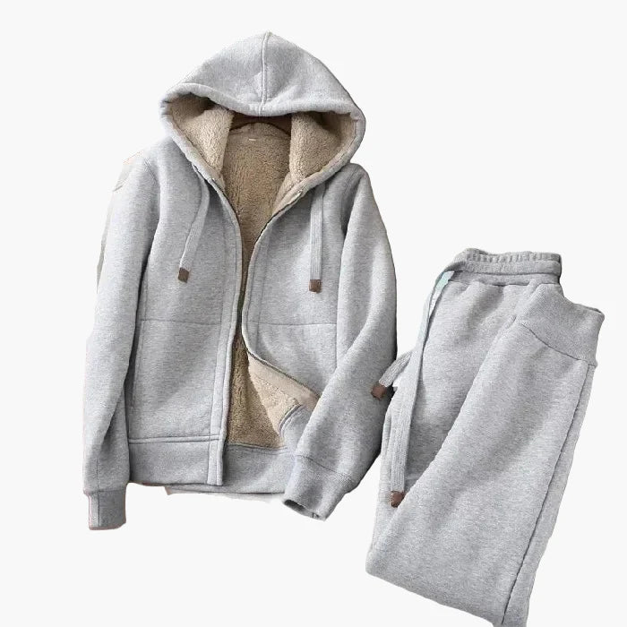 Dam Hoodie och Joggingbyxor Set – Varmt Fleecefodrat Träningsset för Vinter och Fritid
