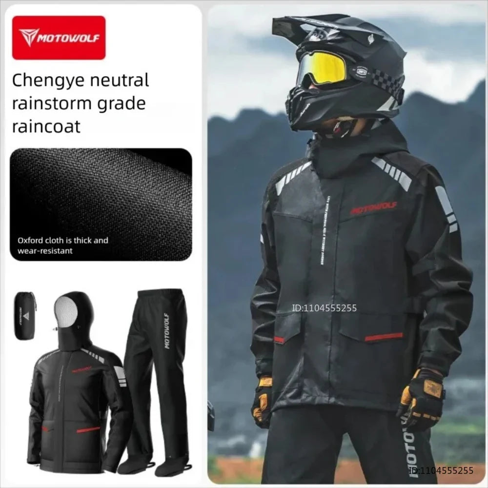 Vattentätt Regnställ Unisex för Motorcykel, Svart/Grön med Reflexdetaljer