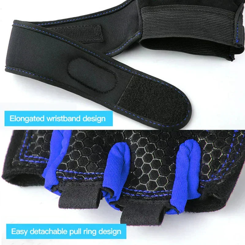 Fingerlösa Träningshandskar med handledsstöd, Gymhandskar