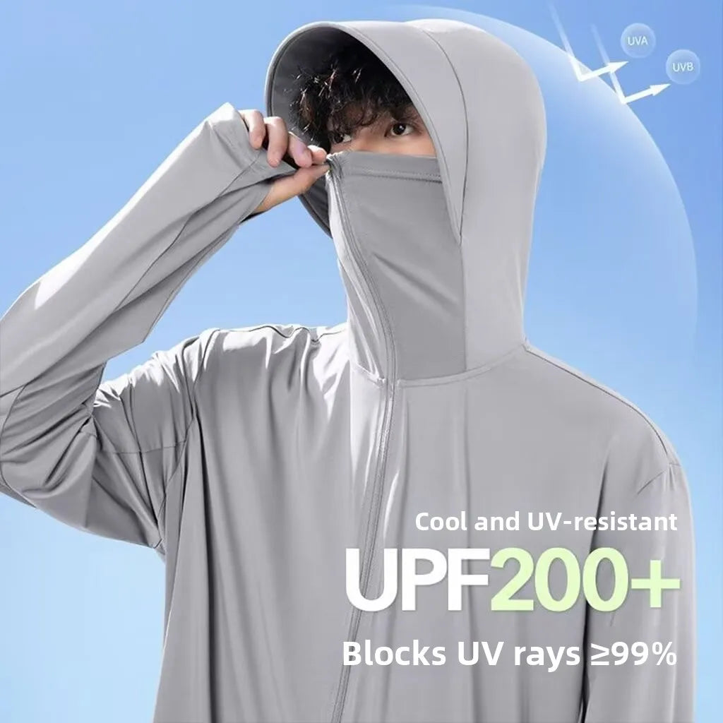 Unisex UV-skyddande huvtröja med dragkedja och ansiktsmask, flera färger