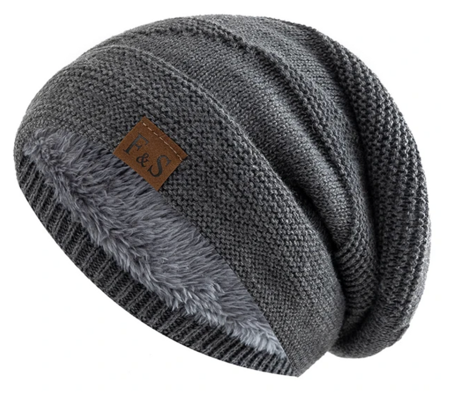 Unisex Ribbad Mössa med Fodrad Insida, Slouchy Passform, Vuxen