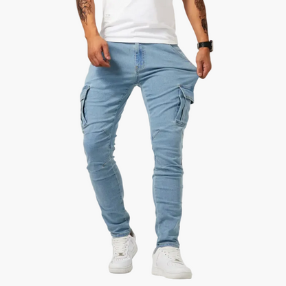 Herr Cargo Jeans Slim Fit – Trendiga Byxor för Vardag och Fritid