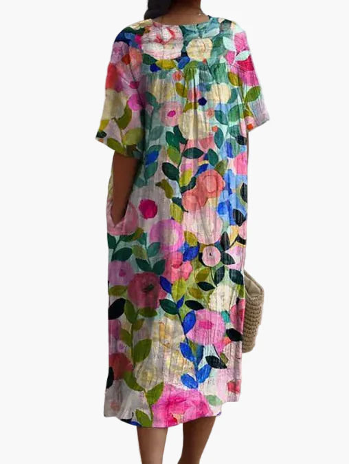 Dam Sommarklänning Lös Passform Blommig Vardagsstil
