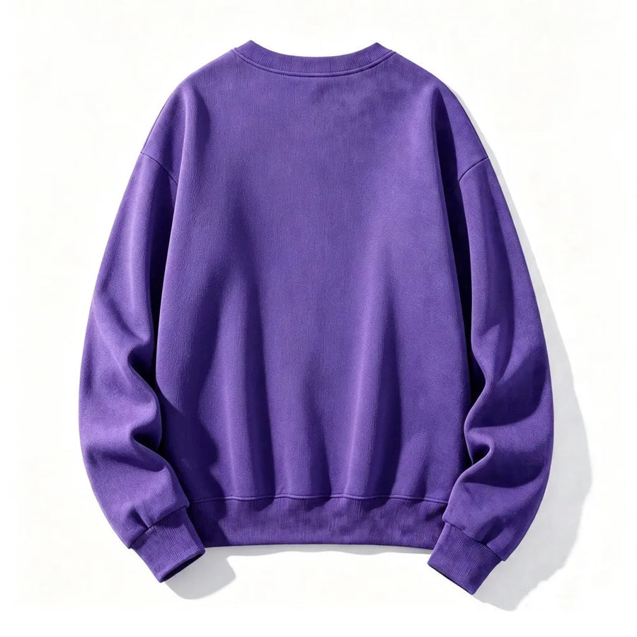 Lila Oversize Sweatshirt med Rund Halsringning