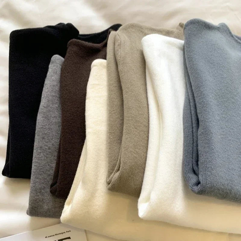 Långärmad Mockneck Tröja för Dam i Mjukt Material