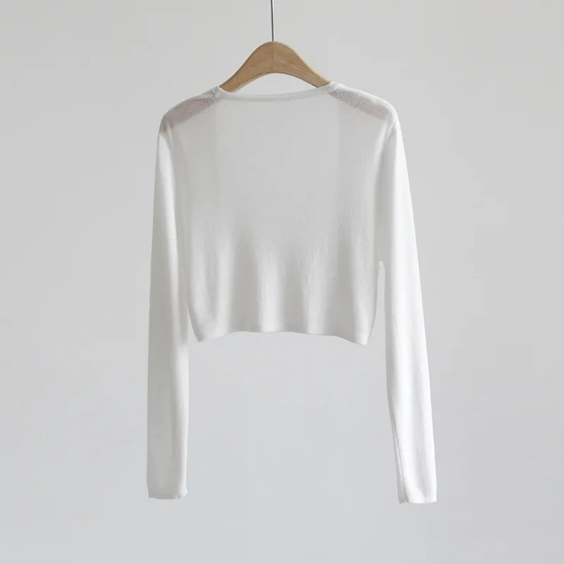 Dam Kort Cardigan Tunna Långärmad Bolero Sommar