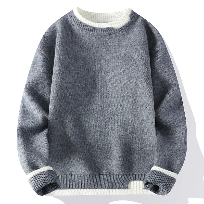 Unisex Långärmad Tröja Rundhalsad Kontrastkant Rosa