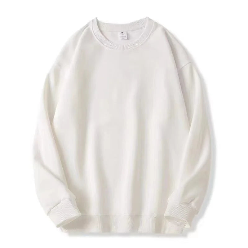 Enkel Enfärgad Sweatshirt för Herr i Mjukt Material med Rund Halsringning