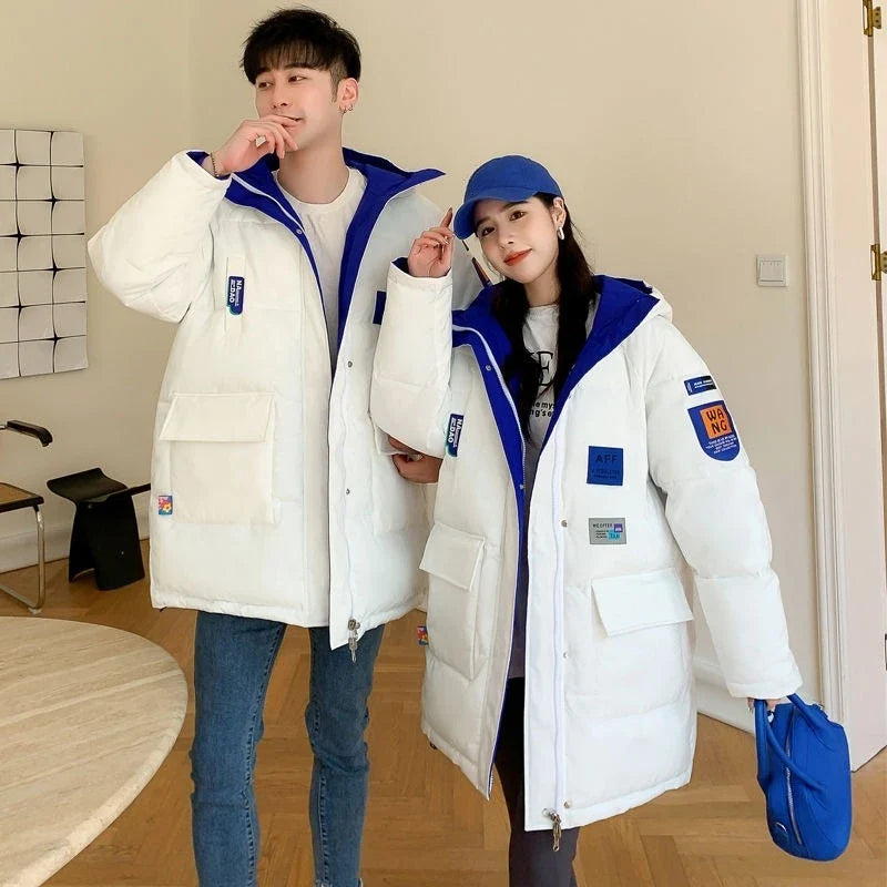 Unisex vinterjacka med huva pufferjacka – flera färger