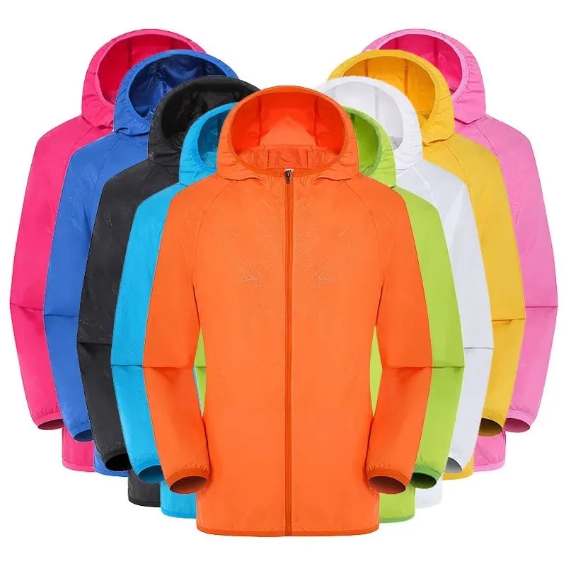 Unisex lättviktsjacka med huva och dragkedja, vattentålig design