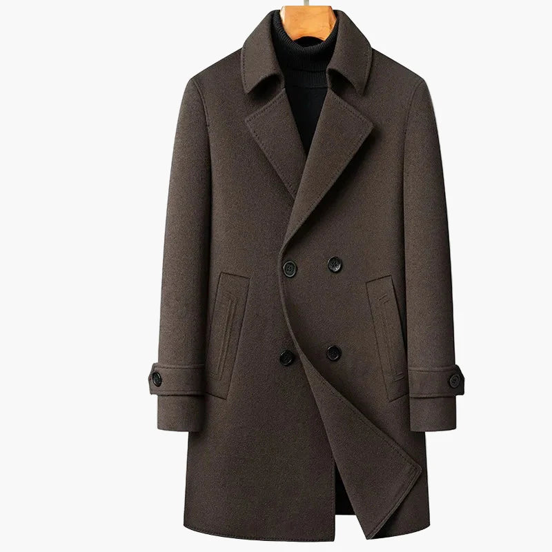 Herr Dubbelknäppt Elegant Vinterrock – Klassisk Stil för Affär och Fritid