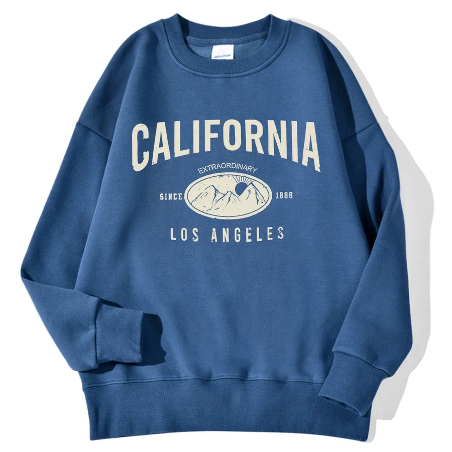 Mjuk Sweatshirt med Tryck Rundhalsad Långärmad