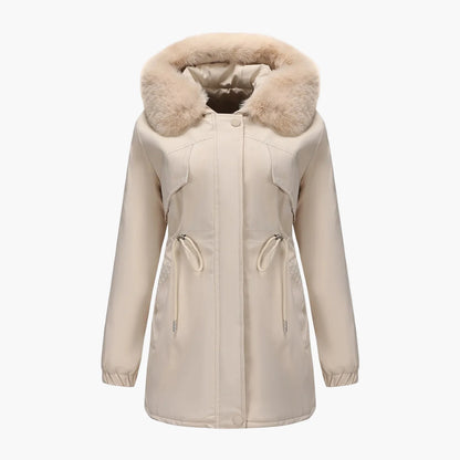 Dam Parkas Vinterjacka med Pälsluva – Elegant Varm Ytterplagg