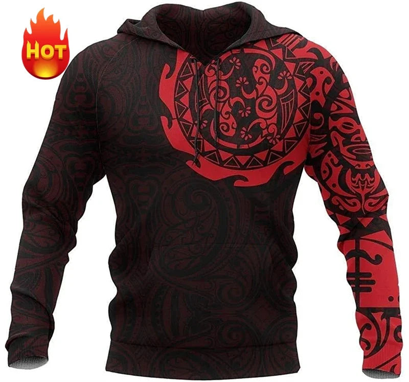 Hoodie med huva och mönster, långärmad tröja med justerbar dragsko