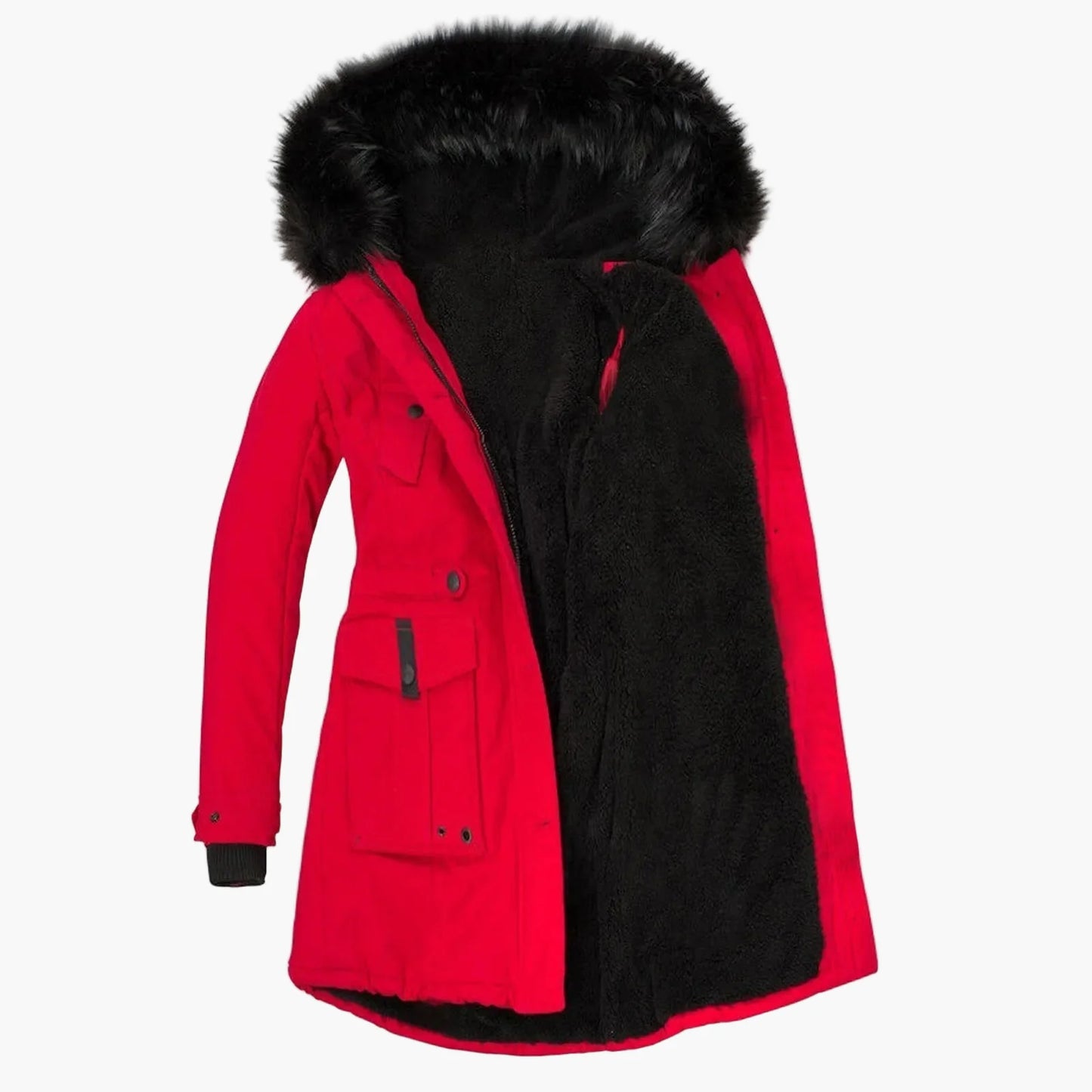 Dam Vinterjacka Plus Size Parkas med Huva och Fuskpäls – Varm Lång Jacka för Vardagsbruk och Fritid