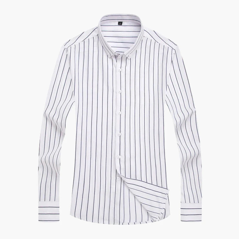 Herr Skjorta Randig Affärs- och Fritidsstil – Elegant Button-Down
