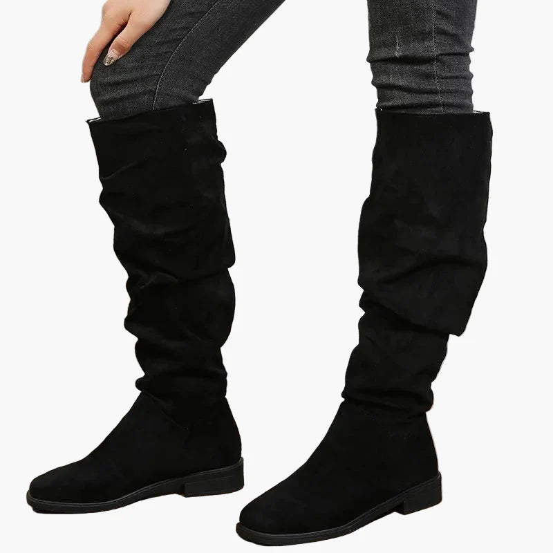 Damstövlar knähöga slouch boots för vardag och mode