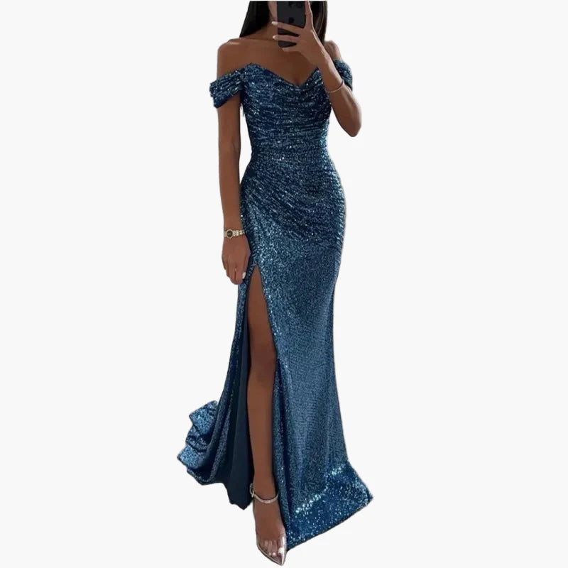 Damklänning Off-Shoulder Elegant Festklänning med Slits för Kväll & Bal