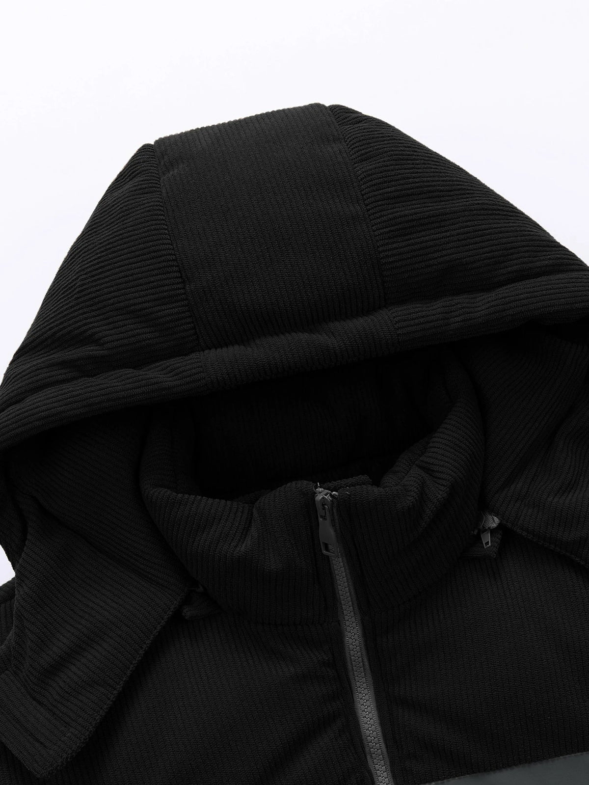 Varm vinterjacka med huva och manchesterdetaljer, vadderad puffjacka