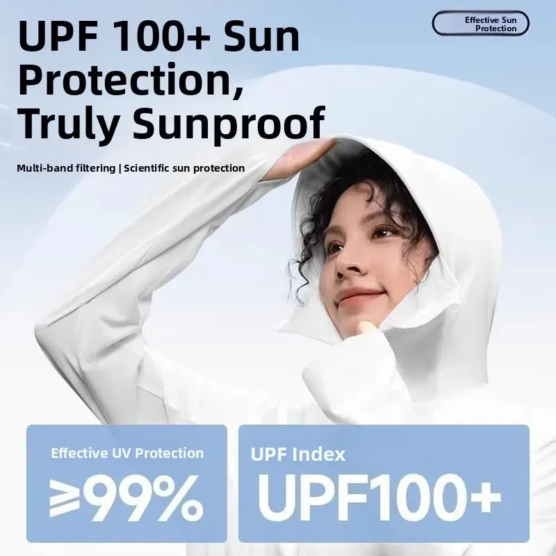 Unisex UV-skyddande huvtröja med dragkedja och ansiktsmask, flera färger
