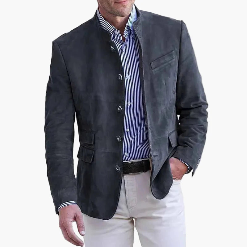 Herr Jacka Elegant Ståkrage Blazer – Stilren Vardags- och Festjacka