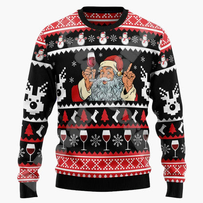 Herr Jultröja med Skräcktema – Rolig Ugly Christmas Sweater med Dödskalle och Tomteluva
