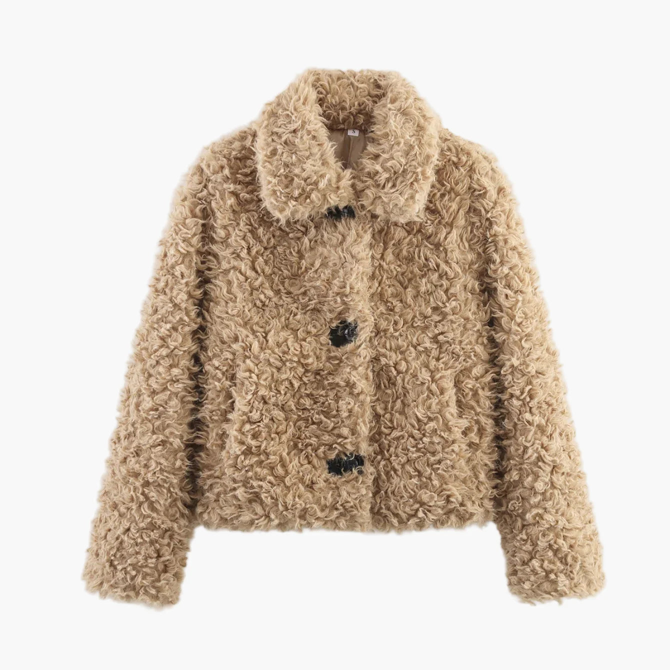 Dam Teddyjacka Kort Trendig Vinterjacka för Avslappnad Stil