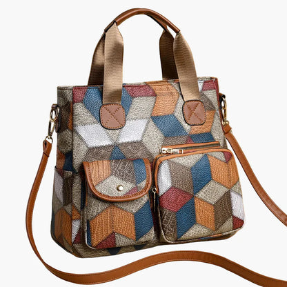 Damväska Crossbody Patchwork Retro Axelremsväska för Vardag och Fritid