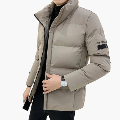 Herrjacka Vinter Elegant Vardagsstil – Vadderad, Långärmad, Perfekt för Lager-på-lager
