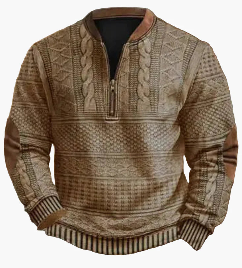 Herr Halvzip Tröja – Varm Stickad Sweatshirt för Höst/Vinter – Modern och Bekväm