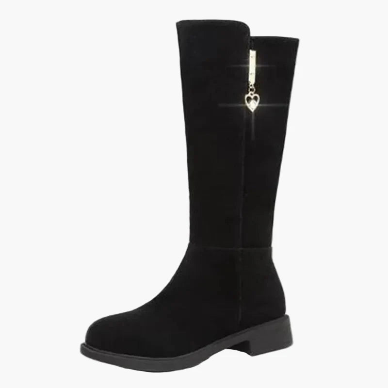Damskor Knähöga Modeboots med Dragkedja och Hjärtdekor – Perfekta för Vinter och Höst
