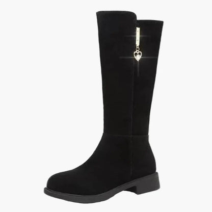 Damskor Knähöga Modeboots med Dragkedja och Hjärtdekor – Perfekta för Vinter och Höst