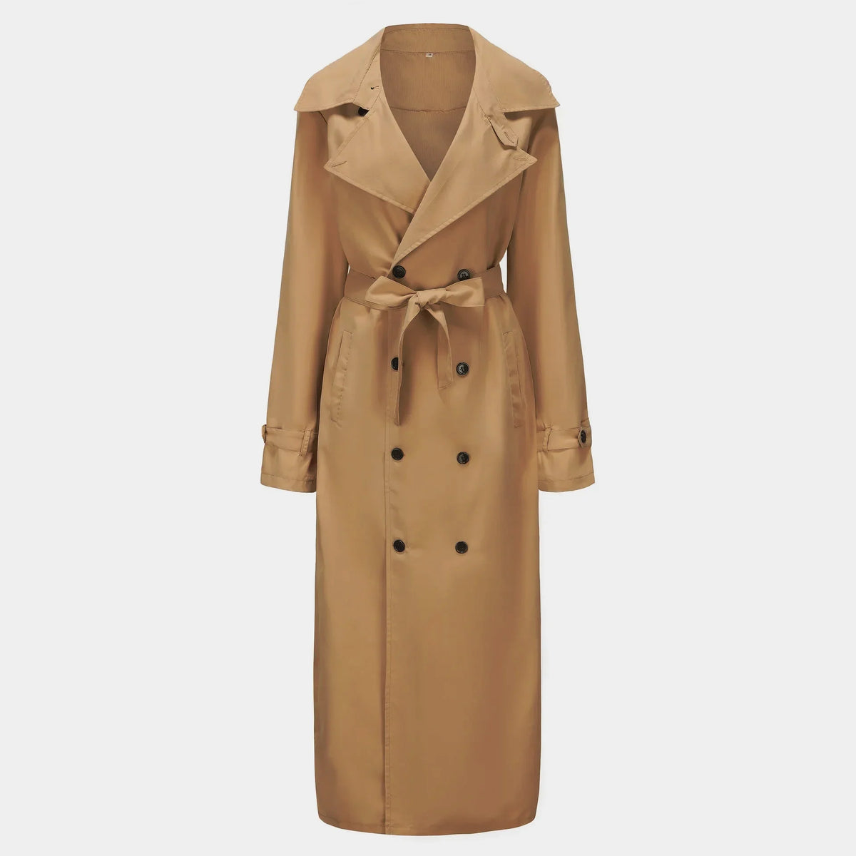 Herr Trenchcoat Lång Enkelknäppt Fritidsrock med Bälte och Krage
