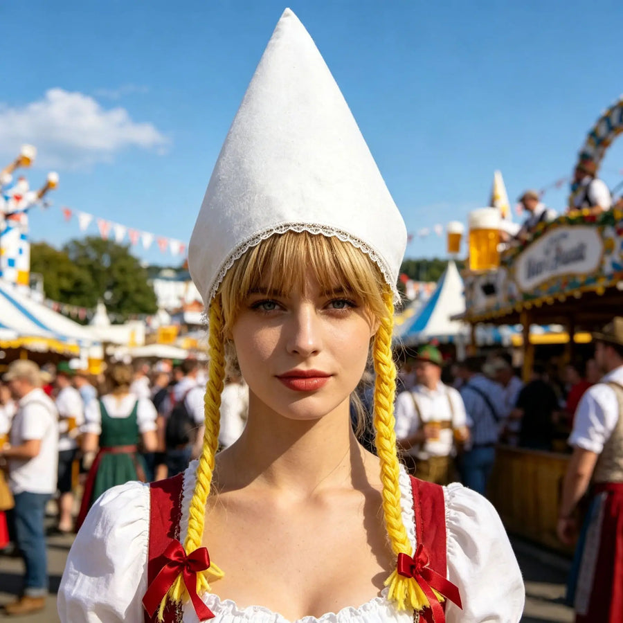 Bavarian Trachtenklänning med Förkläde och Blus i Olika Färger