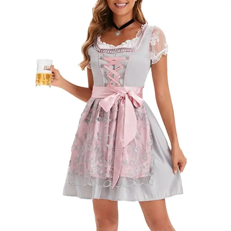 39BB Bierkostüm, Dirndl, Kleider, Bluse, Schürze, deutsches bayerisches Oktoberfest-Kostüm-Set