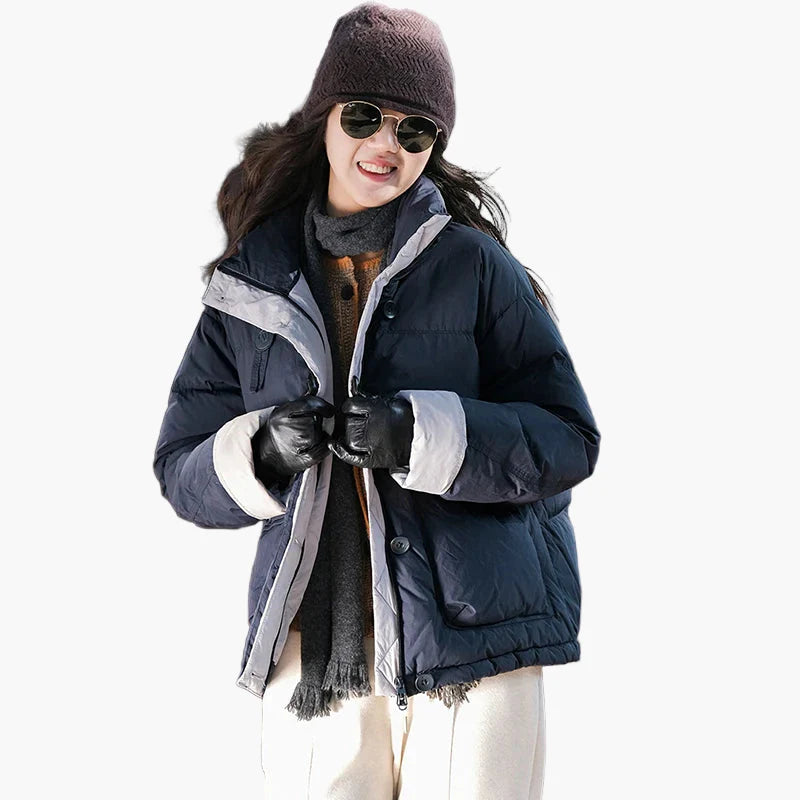 Dam Vinterjacka Kort Puffer Varm Stad & Fritidsstil