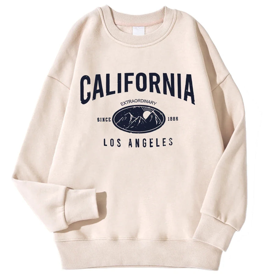 Mjuk Sweatshirt med Tryck Rundhalsad Långärmad