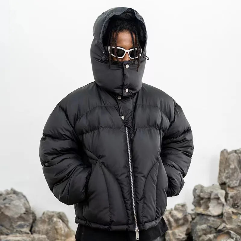 Vadderad Puffjacka med Huva, Svart/Khaki, Unisex