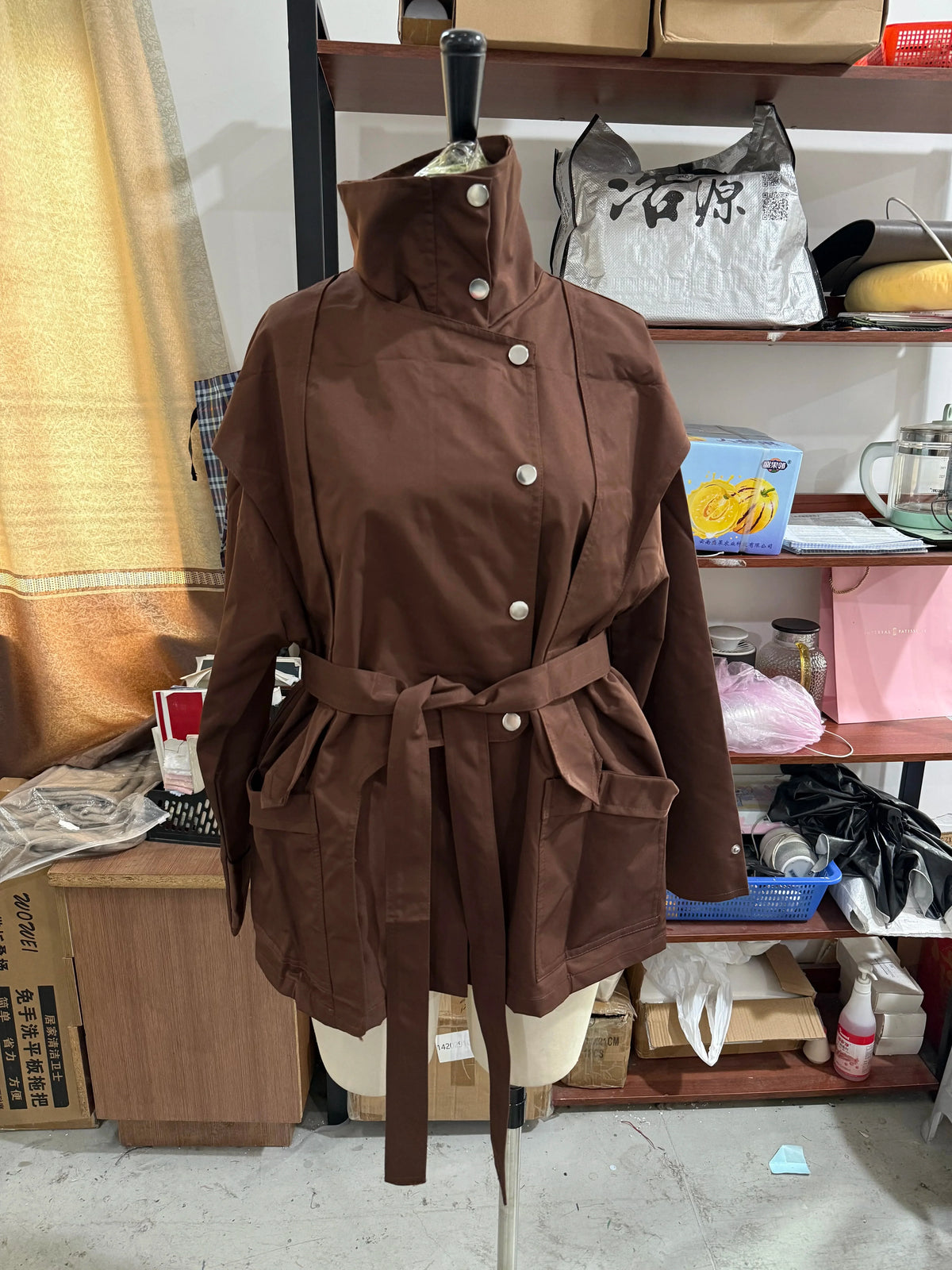 Dam Trenchcoat Lång med Bälte Beige