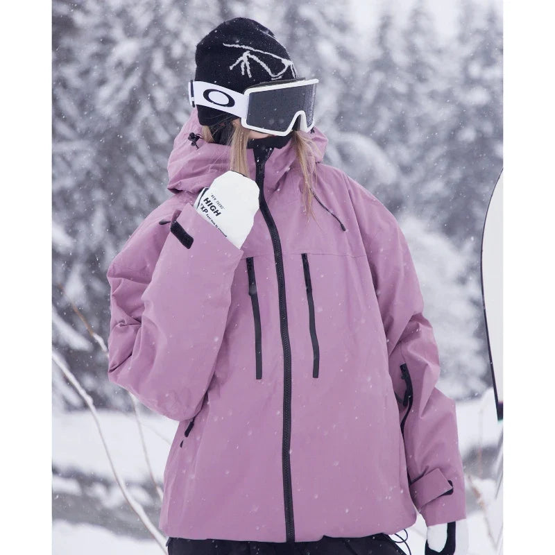 Vinterjacka med huva för snösporter i rosa