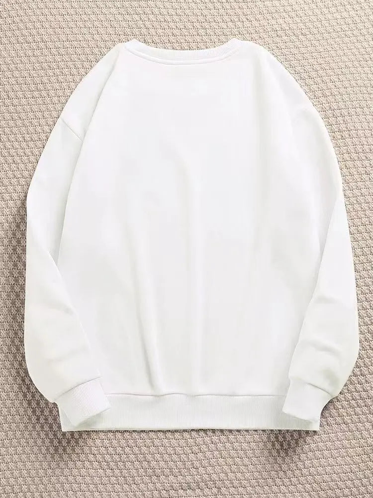 Vit Sweatshirt för Dam, Långärmad med Rund Halsringning