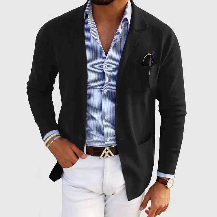 Herr Elegant Kavaj med Kavajslag – Klassisk Stil för Affär & Vardag