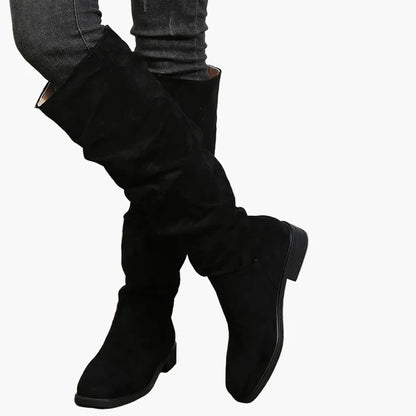 Damstövlar knähöga slouch boots för vardag och mode