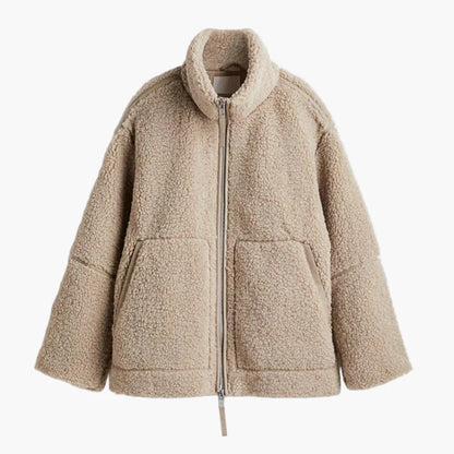 Dam Teddyjacka Oversized Vinterstil – Trendig och Mysig Ytterjacka för Kallt Väder
