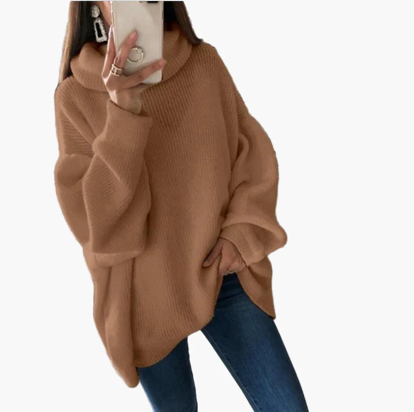 Damtröja Oversized Polotröja Vardagsstil Stickad Pullover