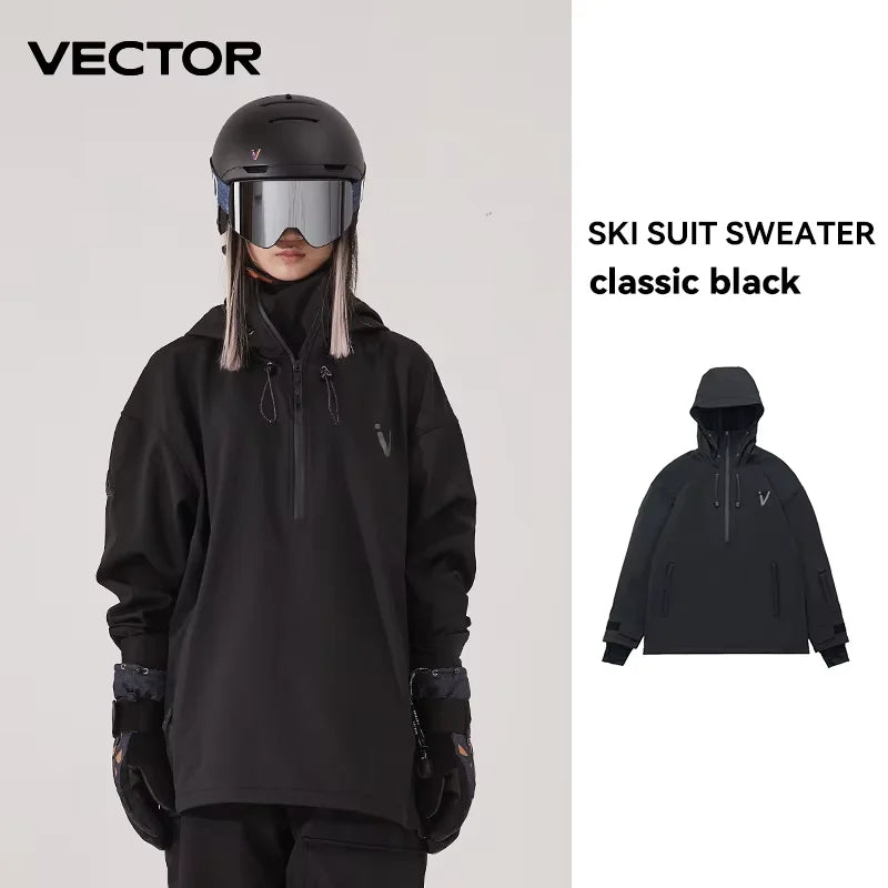 Skidjacka anorak dam halvlång ljusbeige med huva och dragkedja