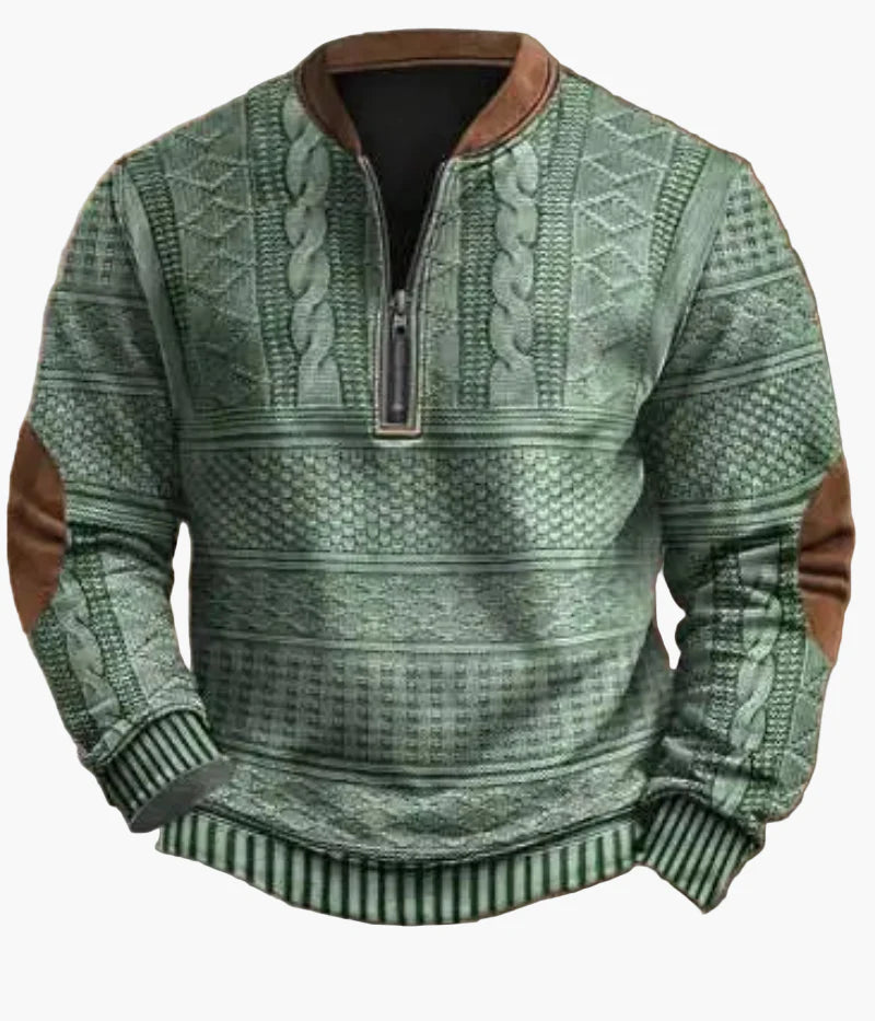 Herr Halvzip Tröja – Varm Stickad Sweatshirt för Höst/Vinter – Modern och Bekväm